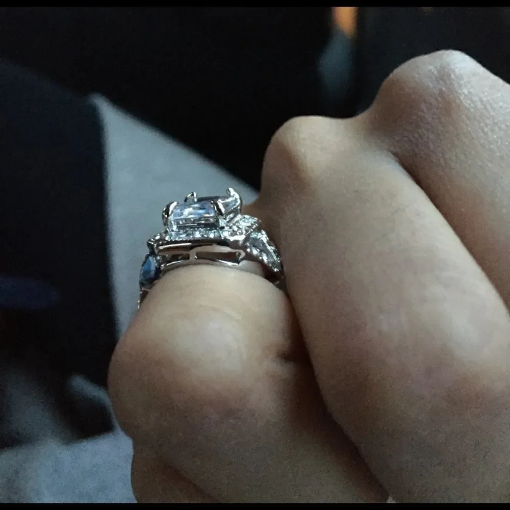 10ct Silver Plated Lab Diamond Princess Cut ring